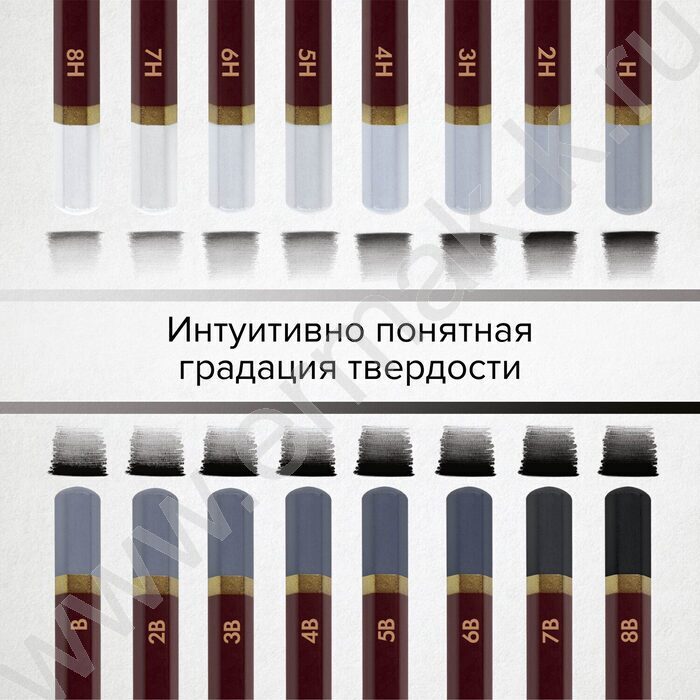 Карандаш ч/гр /набор 18шт/ BRAUBERG ART "PREMIERE"  ассорти  8Т(8Н) - 8М(8В),  /карт. кор. | Фото 6