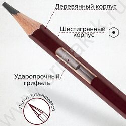 Карандаш ч/гр /набор 18шт/ BRAUBERG ART "PREMIERE"  ассорти  8Т(8Н) - 8М(8В),  /карт. кор. | Фото 9