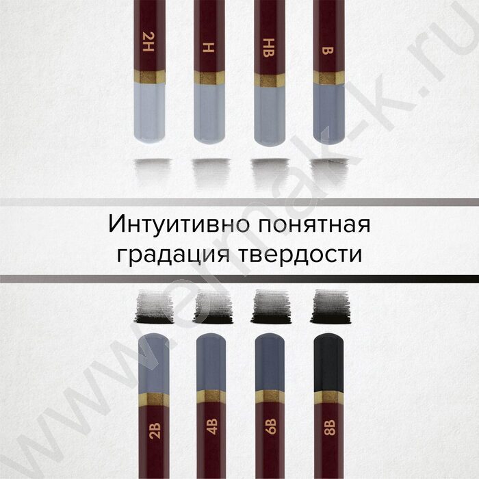 Карандаш ч/гр /набор 8шт/ BRAUBERG ART "PREMIERE"  ассорти  2Т(2Н) - 8М(8В),  /мет. пенал | Фото 8