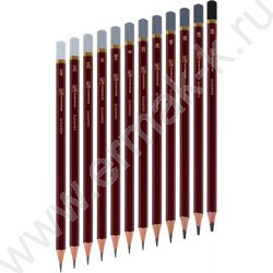 Карандаш ч/гр /набор 12шт/ BRAUBERG ART "PREMIER"  ассорти  4Т(4Н) - 8М(8В),  /мет. пенал | Фото 2