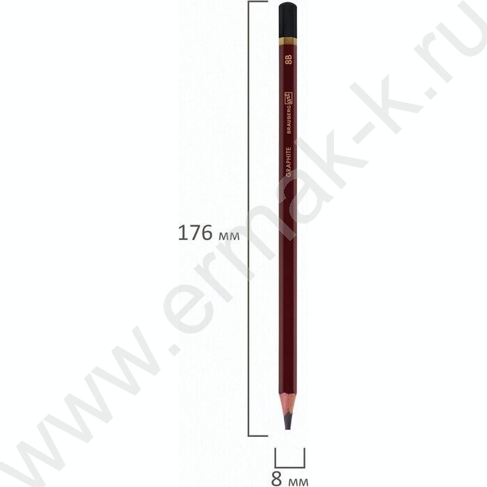 Карандаш ч/гр /набор 12шт/ BRAUBERG ART "PREMIER"  ассорти  4Т(4Н) - 8М(8В),  /мет. пенал | Фото 5