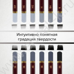 Карандаш ч/гр /набор 12шт/ BRAUBERG ART "PREMIER"  ассорти  4Т(4Н) - 8М(8В),  /мет. пенал | Фото 8
