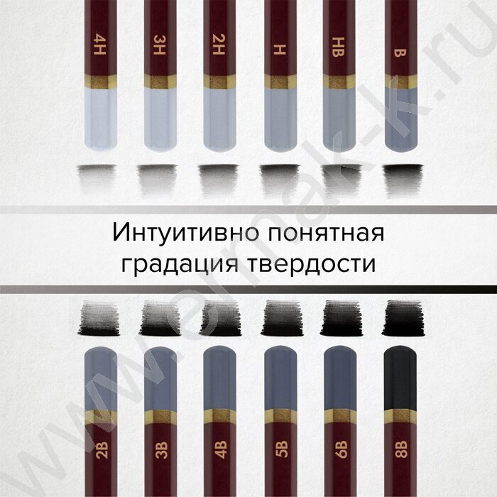 Карандаш ч/гр /набор 12шт/ BRAUBERG ART "PREMIER"  ассорти  4Т(4Н) - 8М(8В),  /мет. пенал | Фото 8