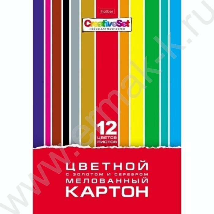 Картон цв. мелов. А4 12л/12цв Creative Set /с золотом и серебром | Фото 1