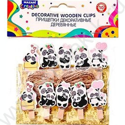 Прищепки декоративные Pandas 3,5*0,7см 10шт дерево ОПП-упаковка | Фото 2