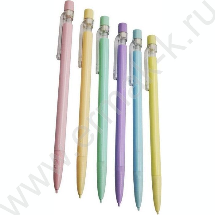 Карандаш механический 0,5мм НВ с ластиком, нелрозр.корпус пастельных оттенков, пл. держатель | Фото 1