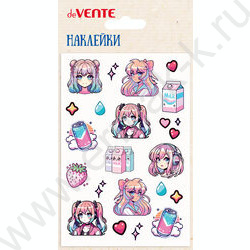 Наклейки объемные, мягкие 10*15см "Anime girl", puff, многоразовые /блистер | Фото 1