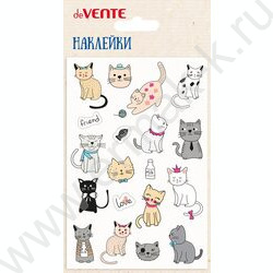 Наклейки объемные, мягкие 10*15см "Кошечки", puff, многоразовые /блистер | Фото 1