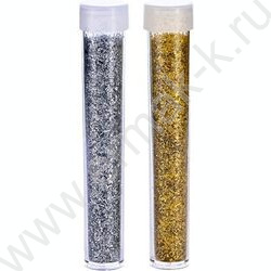 Набор декоративных блесток 6шт*4,5г 2цв. золото/серебро в пластиковых тубах, ОПП-упаковка с евро | Фото 1