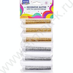 Набор декоративных блесток 6шт*4,5г 2цв. золото/серебро в пластиковых тубах, ОПП-упаковка с евро | Фото 2