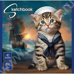 Скетчбук  40л А5 "Котики-артисты" без линовки 100г/кв.м | Фото 3