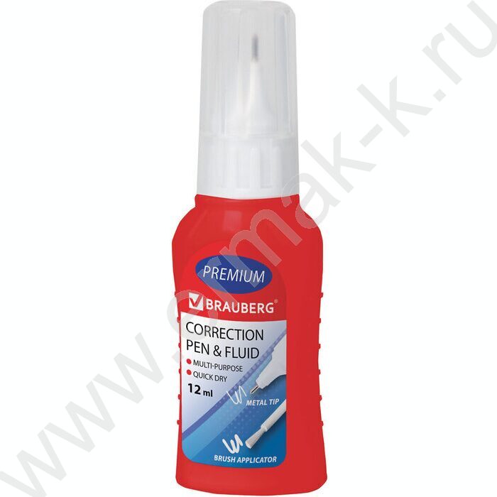 Ручка-корректор + корректирующая жидкость 12мл., 2 в 1: метал наконечник + кисточка | Фото 1