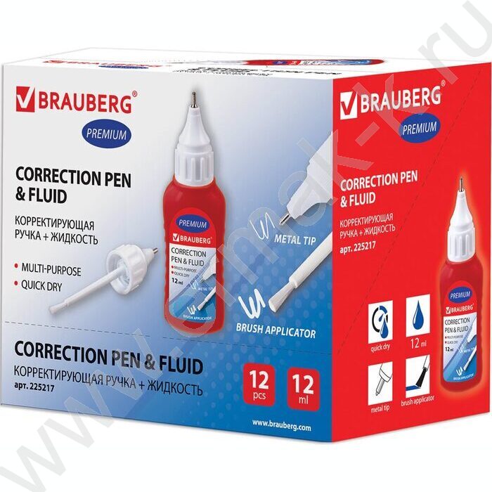 Ручка-корректор + корректирующая жидкость 12мл., 2 в 1: метал наконечник + кисточка | Фото 6
