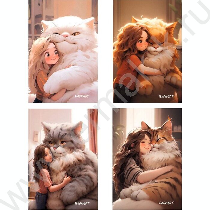 Блокнот  40л А6 спираль "Большой пушистый кот" ассорти | Фото 1