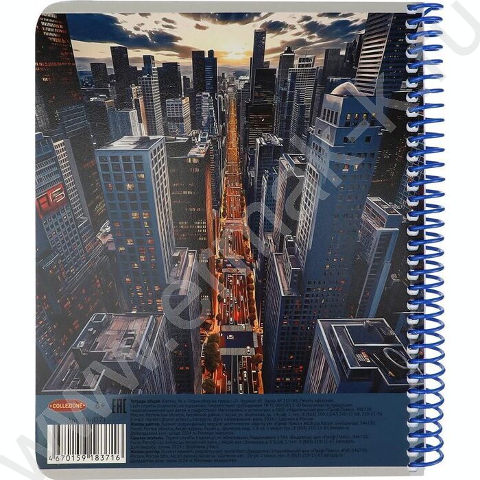 Тетрадь  96л клетка/спираль "Вид на город-2" /твин лак, хол. фольга/ ассорти | Фото 3