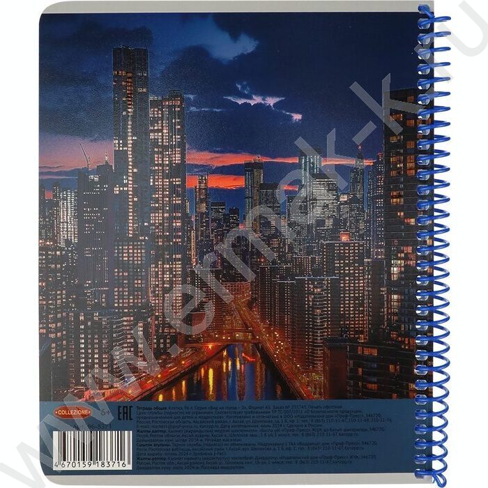 Тетрадь  96л клетка/спираль "Вид на город-2" /твин лак, хол. фольга/ ассорти | Фото 4