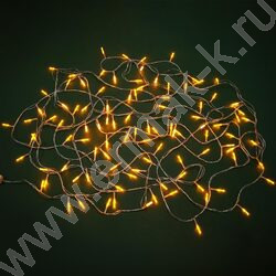 Эл./гирлянда LED 100 ламп Вьюн, 10м,желтый,пост свечн,ПВХ,проз 220 | Фото 1