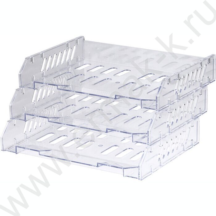 Лоток горизонтальный сетчатый "Сити" прозрачный /широкая загрузка /уп.3шт на мет.стержнях | Фото 2