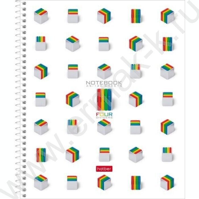 Тетрадь 120л клетка/спираль /4 цв. разделителя, перфорация на отрыв/тв.обл.Soft-touch "Four Devi | Фото 1