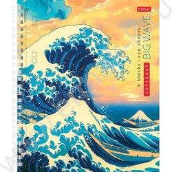 Тетрадь 120л клетка/спираль /3 цв. разделителя, перфорация на отрыв/тв.обл.Soft-touch "Big wave" | Фото 1