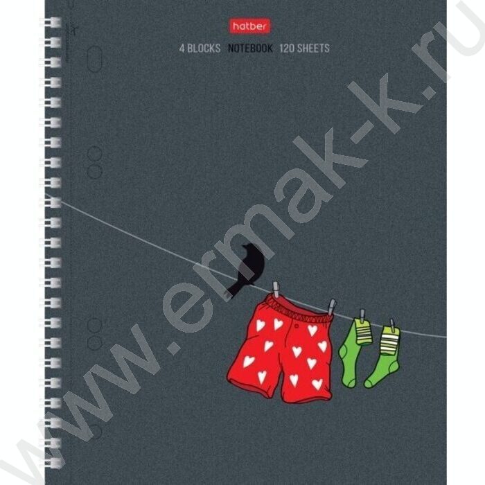 Тетрадь 120л клетка/спираль /3 цв. разделителя, перфорация на отрыв/тв.обл.Soft-touch "На верево | Фото 1