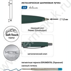 Ручка шар авт San Remo /зеленый мет. корп./ цвет чернил синий 1мм черный футляр | Фото 4