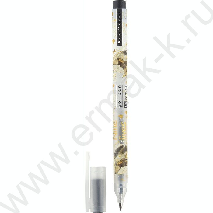 Ручка гелевая черная 0,5мм  UniWrite Котики счастья | Фото 1