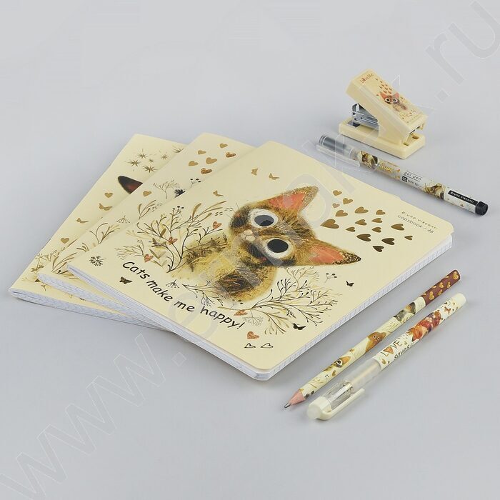 Ручка гелевая черная 0,5мм  UniWrite Котики счастья | Фото 3