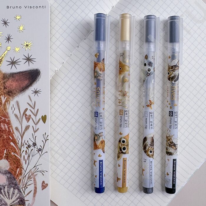 Ручка гелевая черная 0,5мм  UniWrite Котики счастья | Фото 4