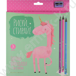 Карандаши пластиковые 24цв Рисуй и стирай с ластиком и точилкой 4вида | Фото 2