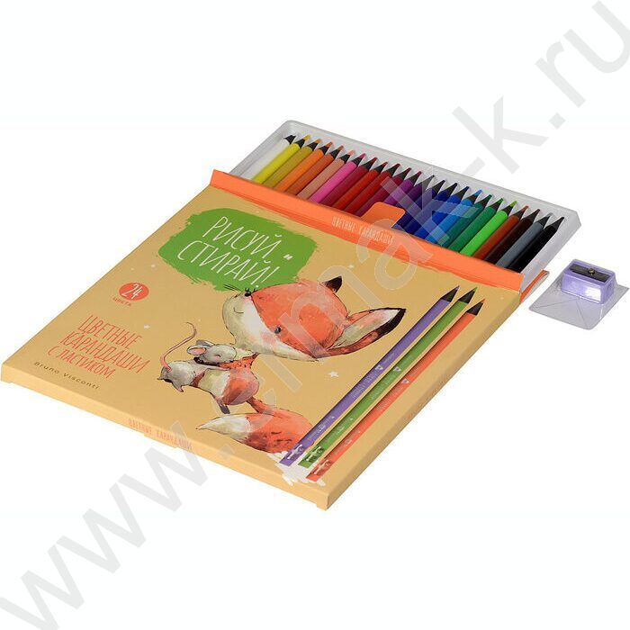 Карандаши пластиковые 24цв Рисуй и стирай с ластиком и точилкой 4вида | Фото 7