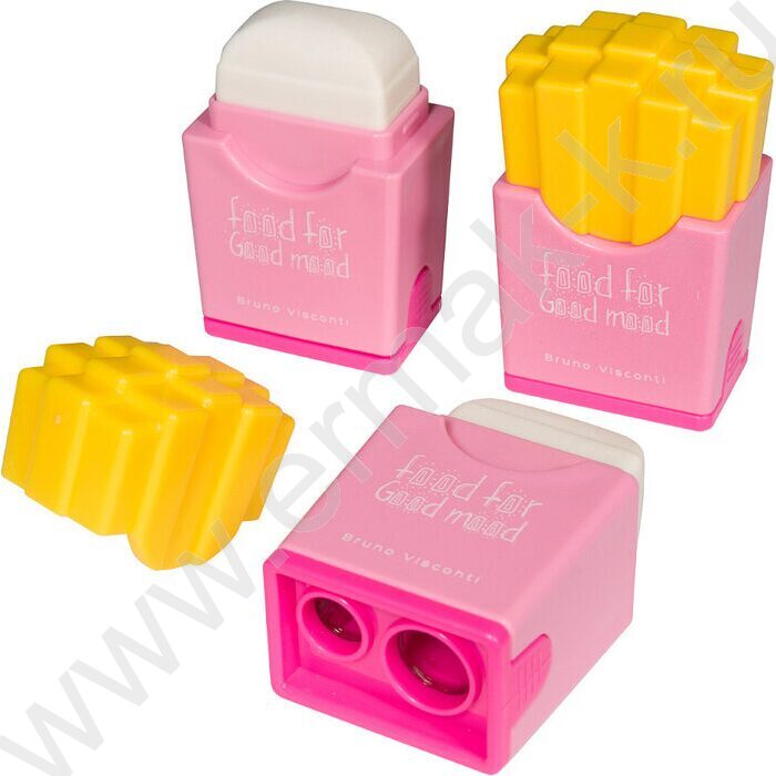 Точилка 2отв. пластик/с контейнером+ластик/ Good Mood.Картошка ассорти | Фото 5