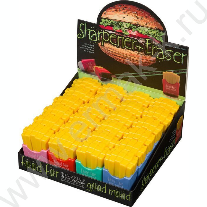 Точилка 2отв. пластик/с контейнером+ластик/ Good Mood.Картошка ассорти | Фото 7