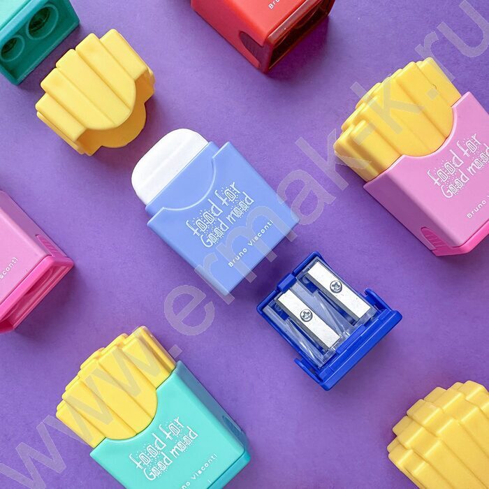 Точилка 2отв. пластик/с контейнером+ластик/ Good Mood.Картошка ассорти | Фото 8