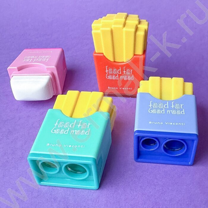 Точилка 2отв. пластик/с контейнером+ластик/ Good Mood.Картошка ассорти | Фото 9