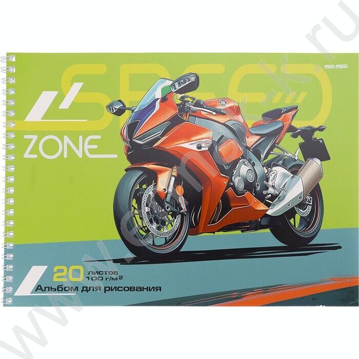 Альбом д/рисования-спираль 20л "Спортивный мотоцикл" | Фото 1