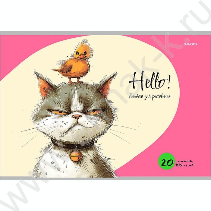 Альбом д/рисования 20л "Котики с птичками" лен/ассорти | Фото 3