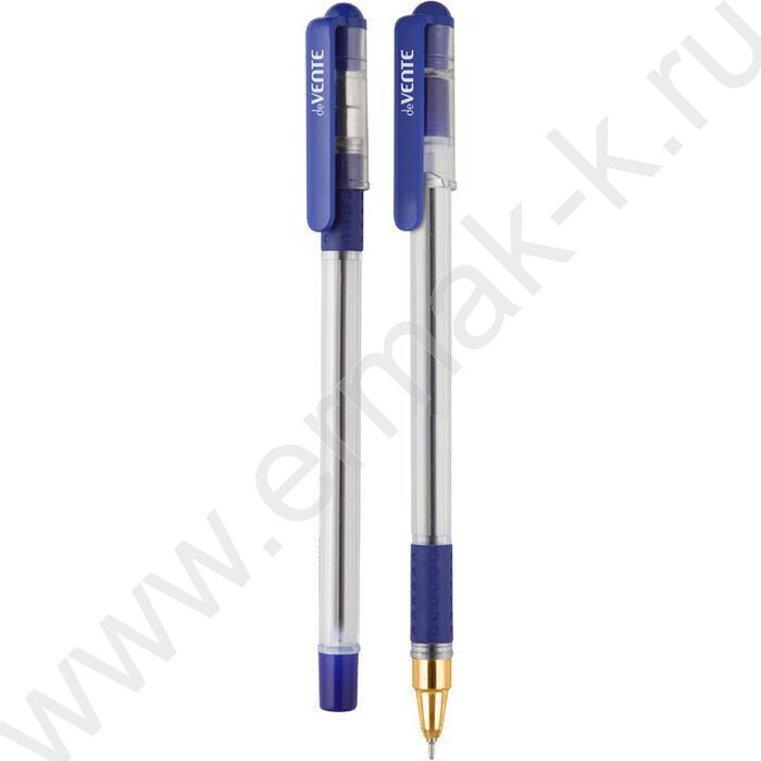 Ручка шар Mr. Gold синяя 0,5мм /игла, прозрачный круглый корпус, резин. держатель | Фото 1