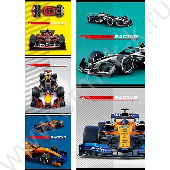 Тетрадь  40л клетка "Королевская гонка" ассорти | Фото 1