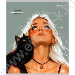 Тетрадь  96л клетка "Девушки и коты-1" ассорти | Фото 2