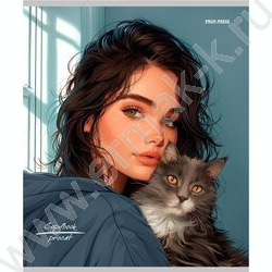 Тетрадь  96л клетка "Девушки и коты-1" ассорти | Фото 3
