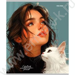 Тетрадь  96л клетка "Девушки и коты-1" ассорти | Фото 5