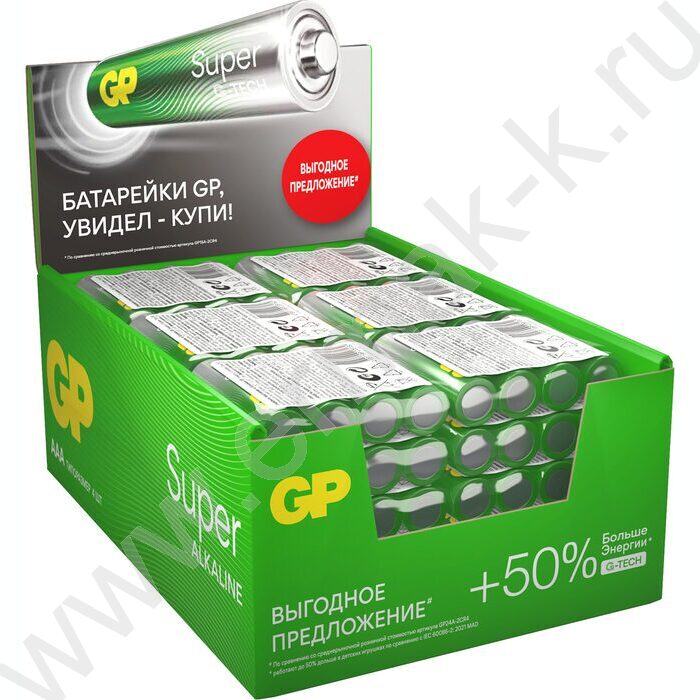 Батарейка GP Super G-Tech AAA (LR03) 24A алкалиновая, SB4 /спайка 4шт/ | Фото 5