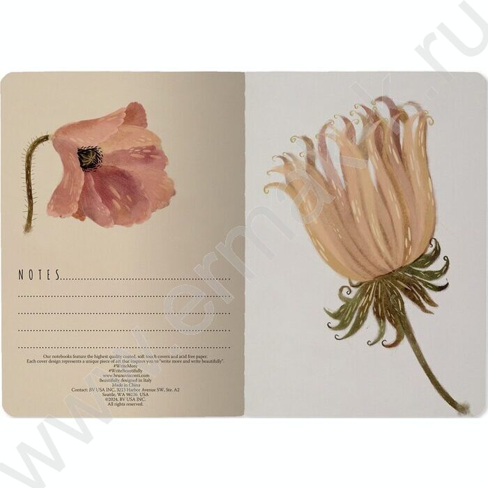 Блокнот  32л А6 "Цветочная страсть" 70 г/м2 бежевая бумага | Фото 2