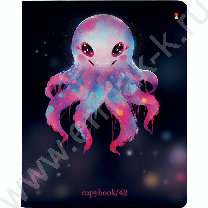 Тетрадь  48л клетка "Octopus party" /мат.лам./ 5видов | Фото 3
