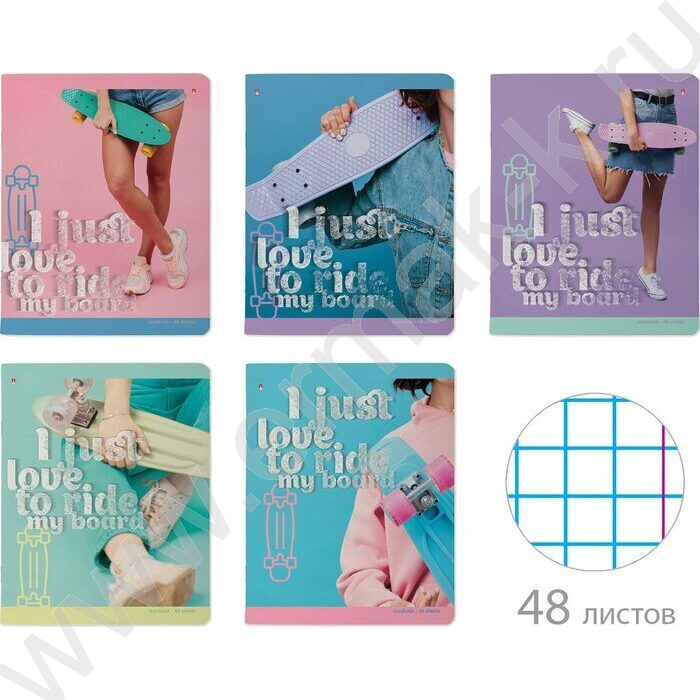 Тетрадь  48л клетка "Penny board" /мат.лам./ 5видов | Фото 1