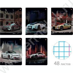 Тетрадь  48л клетка "Night rally" /гибридный УФ-лак/ 5видов | Фото 1