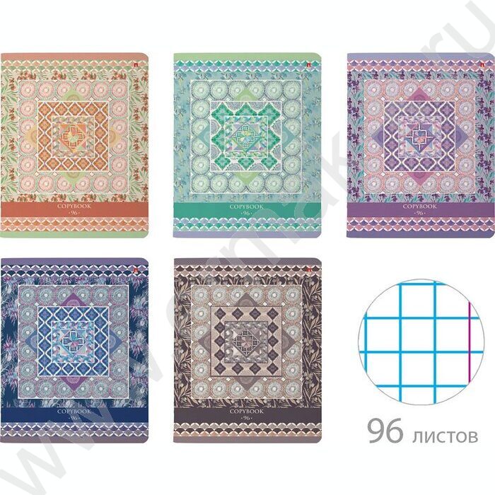 Тетрадь  96л клетка "Новый шик.Узоры" /мат.лам./ 5видов | Фото 1