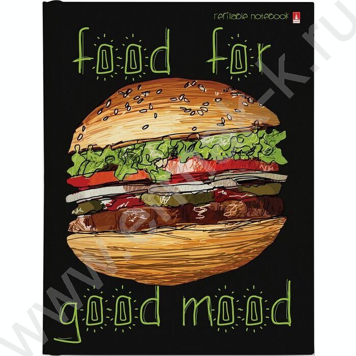 Тетрадь  80л клетка/кольца "Food in black" со смен.блоком | Фото 1