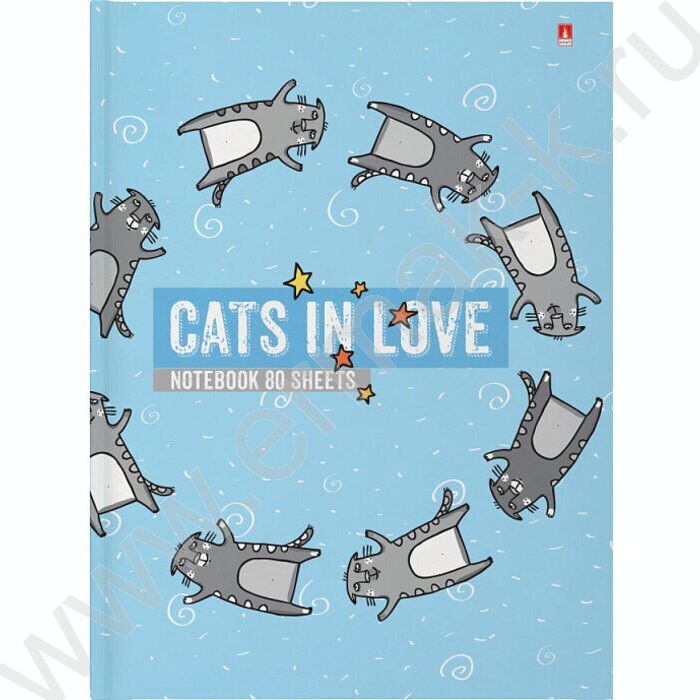 Бизнес-блокнот  80л А6 тв.обл. "Cats in love" | Фото 1
